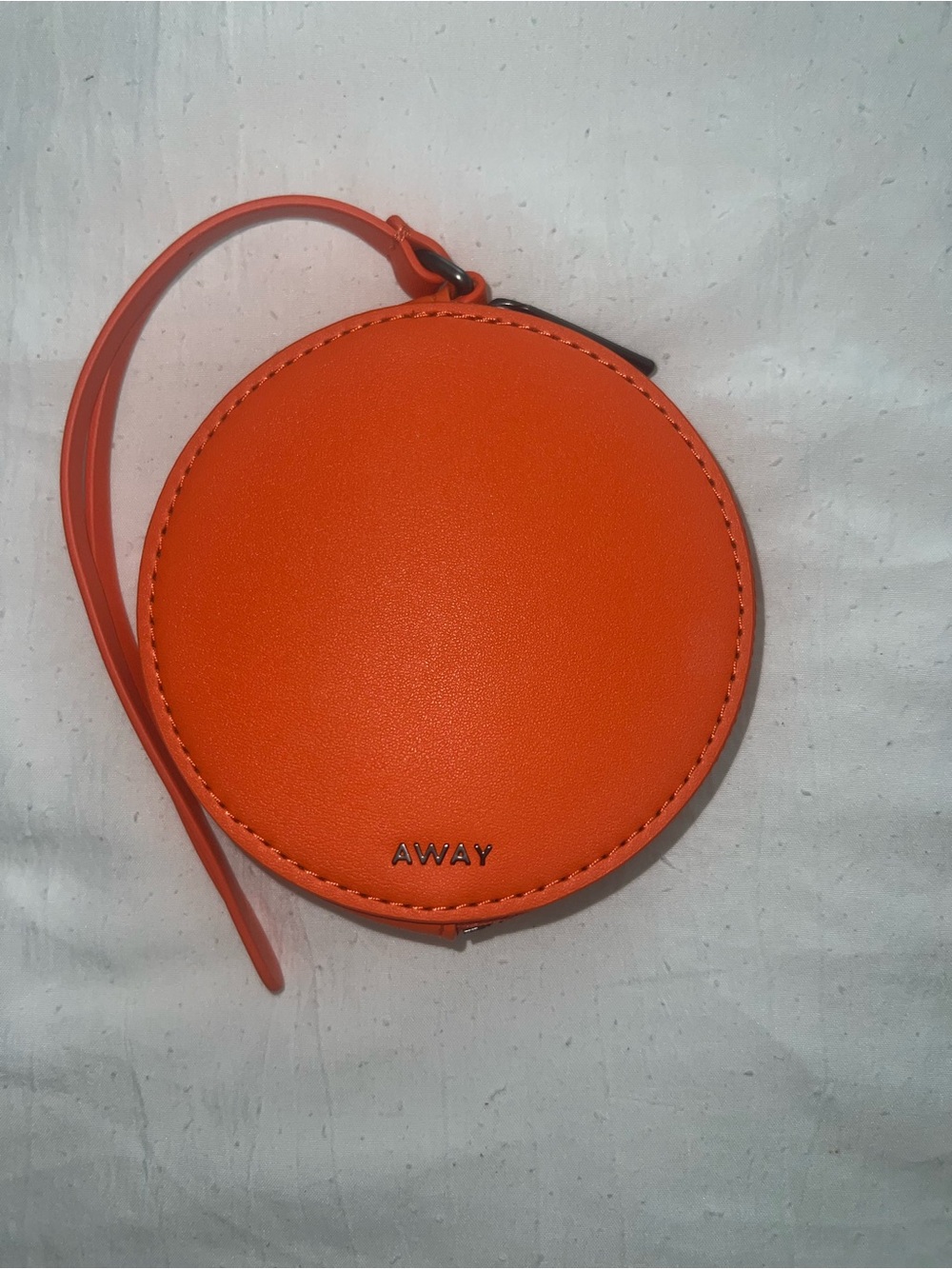 Away Orange Round Leather Wristlet Coin Pouch